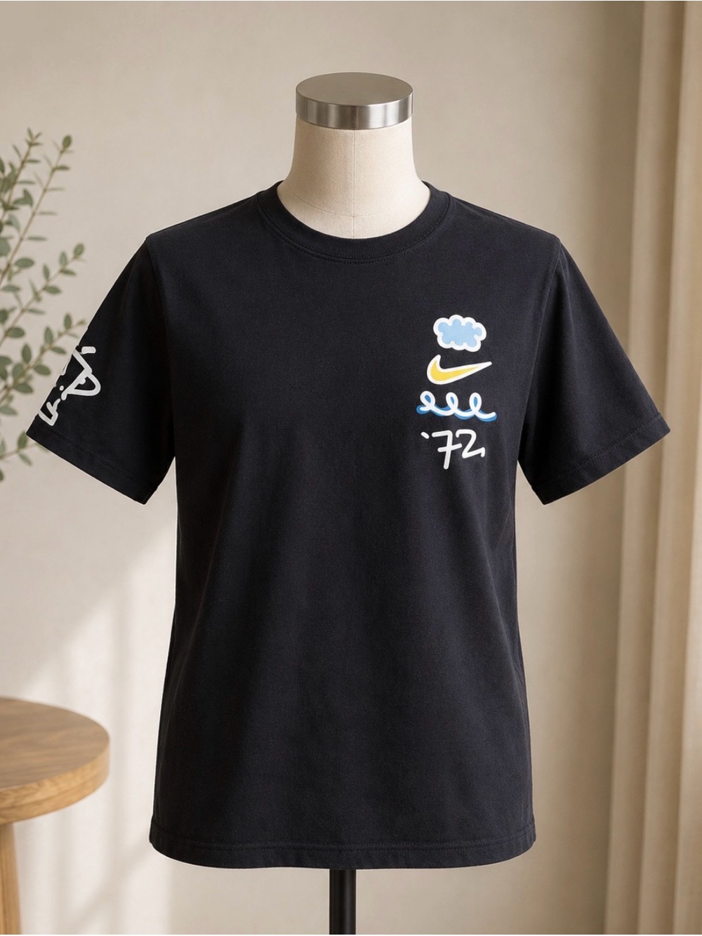 Nike Black Short Sleeve Crewneck with Yellow & Blue Graphic